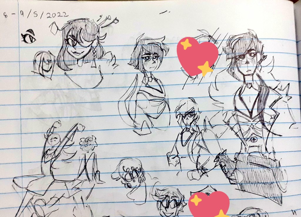 Some genshin doodles from class (its mostly kaeya tho, still cant draw him consistently sadly) 