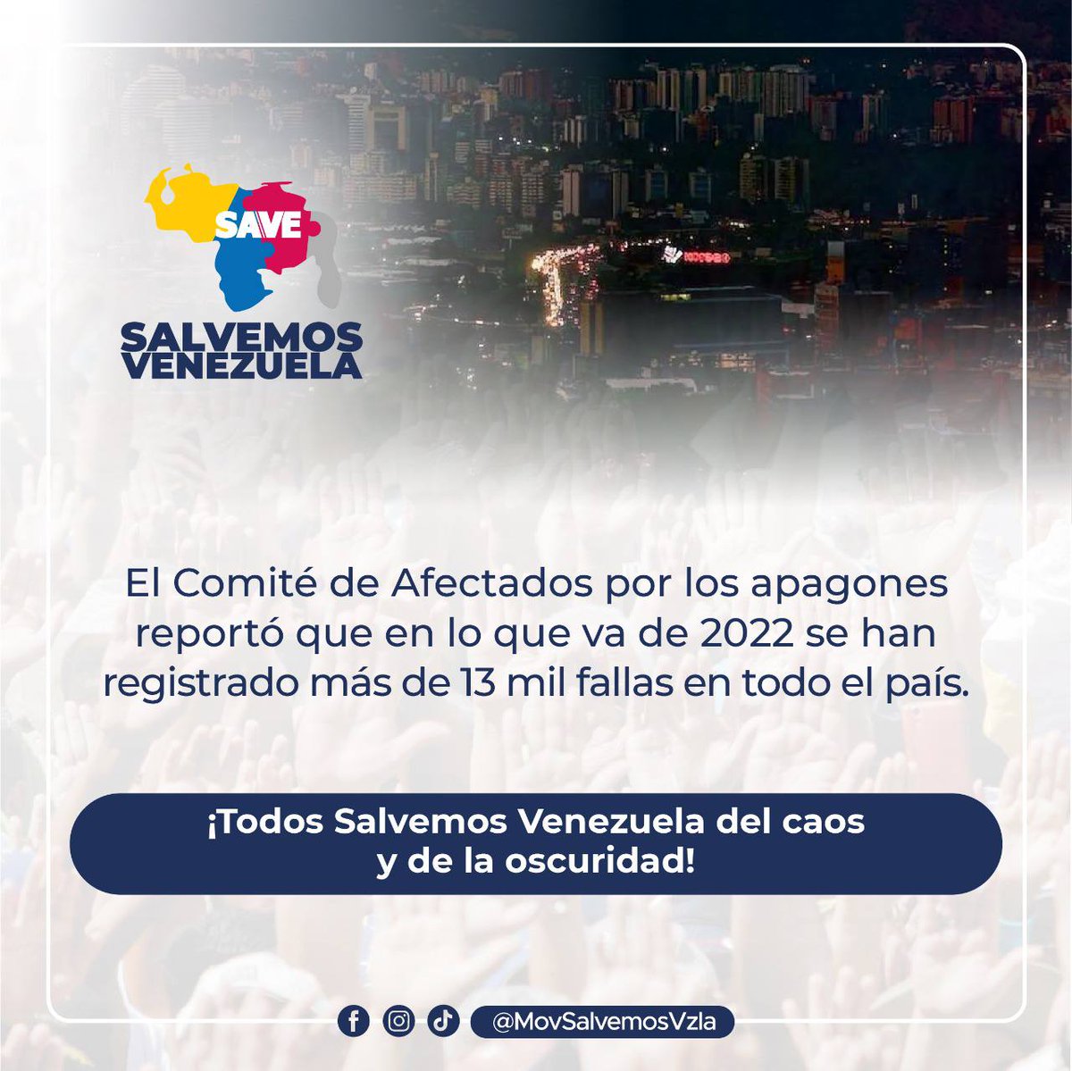 #Vzla | Los venezolanos sabemos que la corrupción, la desidia y la falta de políticas públicas son las responsables de la tragedia electrica. 

Por eso vamos a seguir en la calle, unidos, movilizados y articulados, exigiendo nuestros derechos. 

#MaduroEsOscuridad
#SalvemosVzla