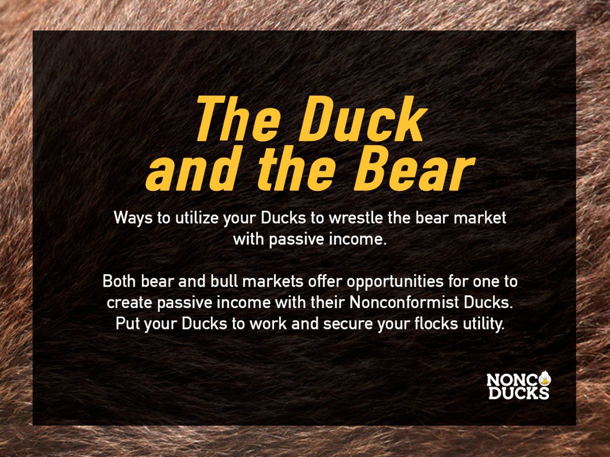 NoncoDucks's tweet photo. 🦆 The Duck &amp; The Bear 🐻 

How to surf the bear market through the ducks. 

🧵👇🏻 1/10 https://t.co/Byg4NHyV9U