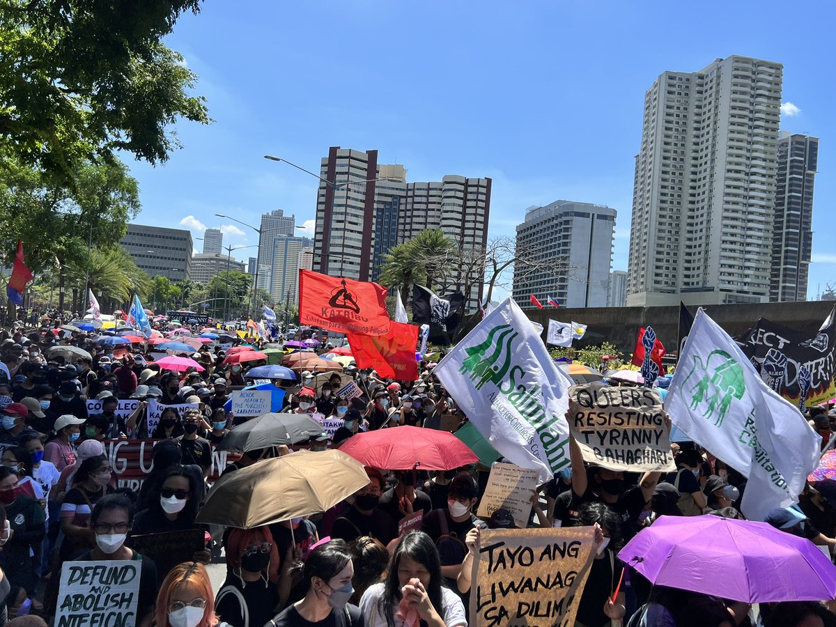 natoreyes's tweet photo. Various sectors converge at the Cultural Center of the Philippines to protest election irregularities and to reject the continuation of tyranny. #NoToMarcosDuterte2022 https://t.co/IFcNl4SNEA