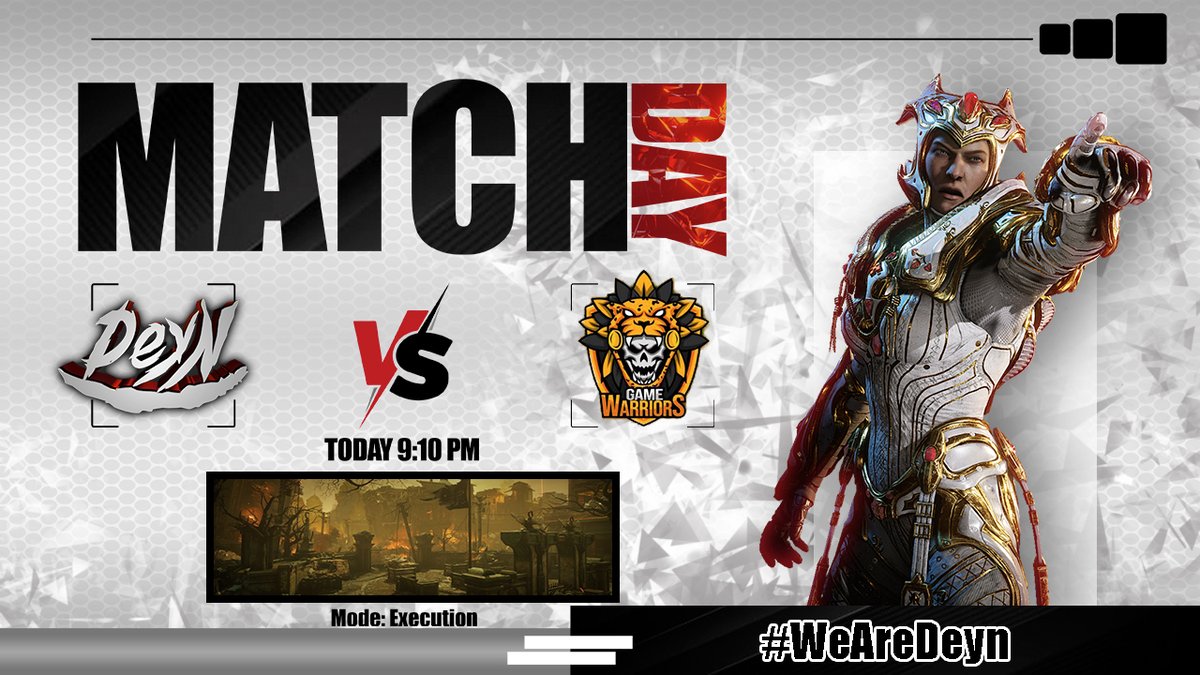 ¡Dia de enfrentamiento! ☠️

Nos enfrentamos 🆚 
<a href="/ComunidadGW/">Game Warriors</a> roster femenil
 
en la liga de: 
<a href="/PremierGamingTV/">Premier Gaming TV</a>
  
En punto de las 9:10 🕵️‍♀️. 
@Crww_
 
<a href="/flame5ick/">Flamas</a>
 
@Hislett_
 
¡Vamos con todo!😎
esta noche la victoria es nuestra
#WeAreDeyn🌞