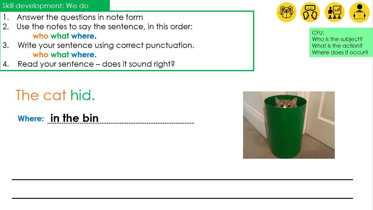 SerpentinePS's tweet photo. #SyntaxProject2022 update! We are creating a series of editable sentence generation &amp; expansion slides for Foundation/PP students. There are two formats -  writing (using decodable text) and oral (using richer vocabulary). Have a look at these snippets created by @Jasmyn_K_Hall https://t.co/STgCmpN2VT