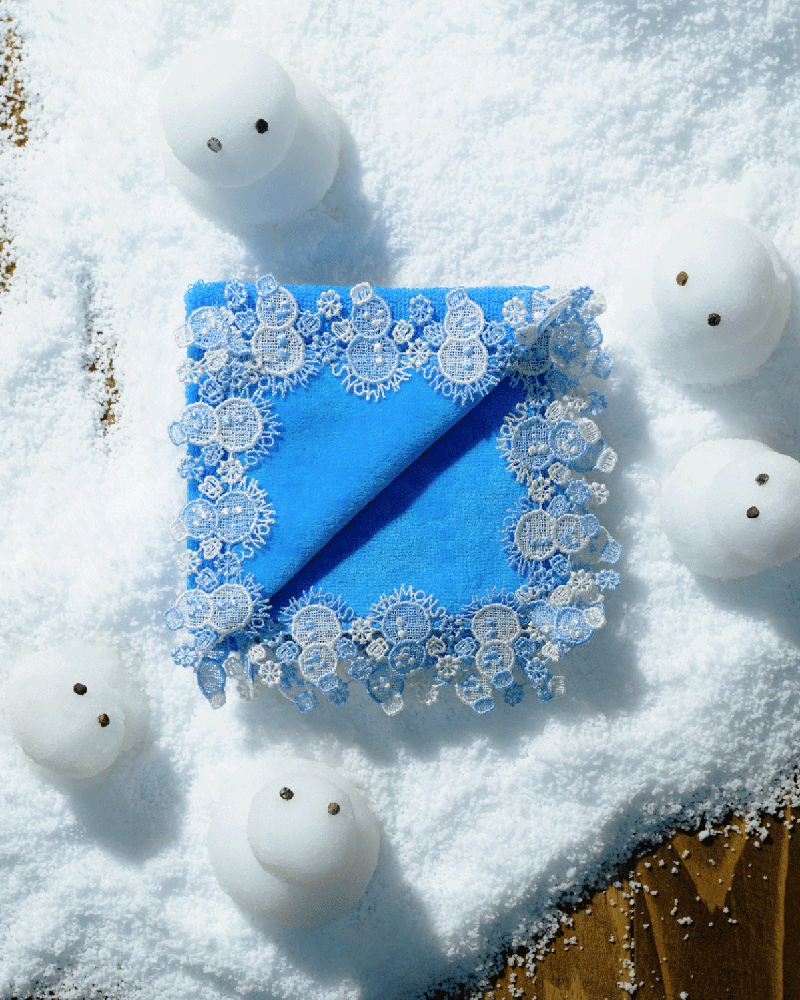 【新品未使用】近沢レース　サークルハンカチ　スウィートホーム　雪だるま　全4枚 ⛄️☃️⛄️ やはり昨今の雪だるま人気で、これは争奪戦になるのかも