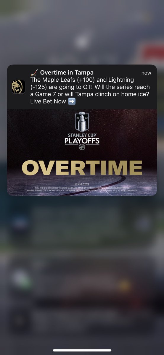 pblasi13's tweet photo. @BetMGM Well according to the multiple notifications from BetMGM Tampa is up 3-2… https://t.co/hQdcF43nkP