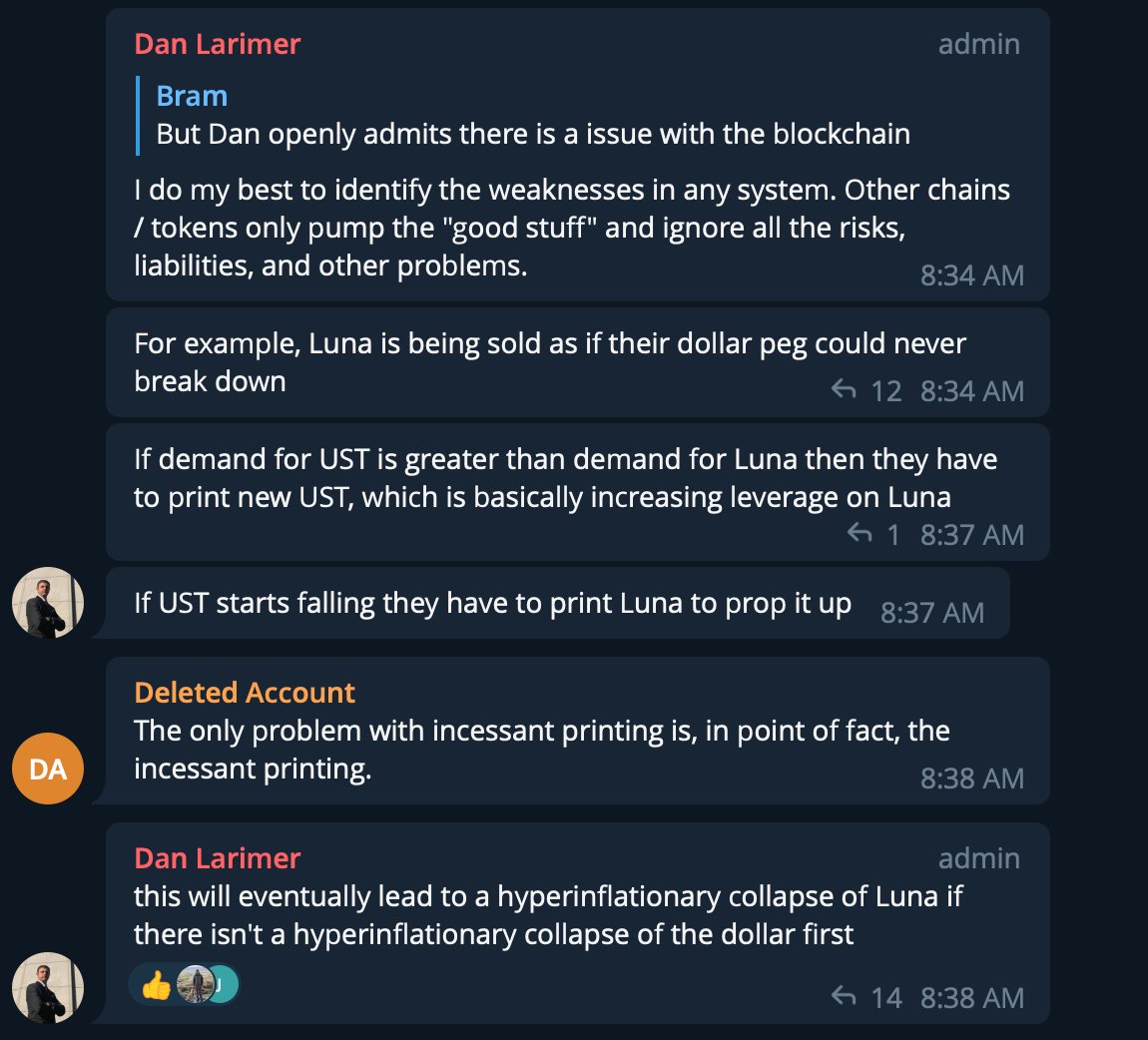 valzav's tweet photo. This aged well (posted by @bytemaster7 on March 22, 2021 in EOS Telegram group) https://t.co/ogR7MTOUQt