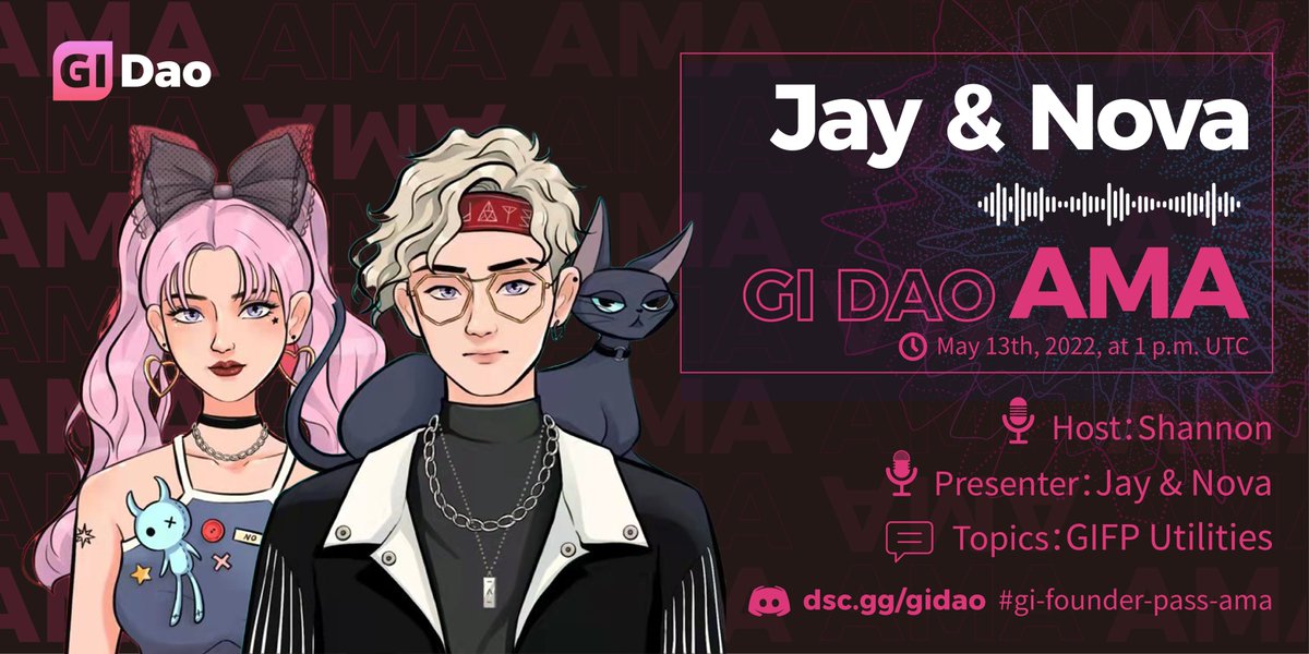 🚀#GIDAO 2nd discrod #AMA is coming🚀

🗣GI Founder Pass Utilities
🗓 May 13, 1:00pm UTC

👉Join discord.gg/gidao to drop your questions

👀see you there

#NFT #NFTCommunity #socialfi #GIFP #NFTUtilities