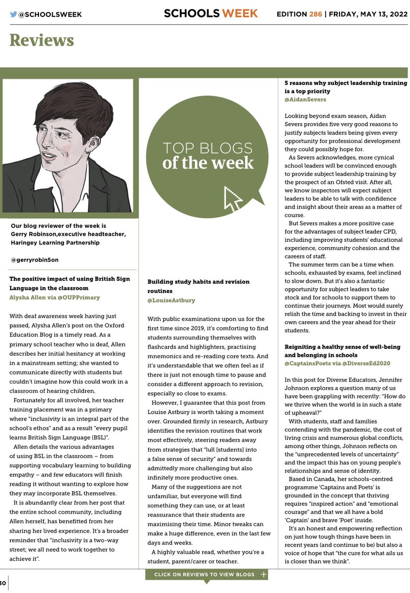 gerryrobin5on's tweet photo. My top blogs for this week’s @SchoolsWeek are from Alysha Allen for @OUPPrimary, @LouiseAstbury for @EducEndowFoundn, @AidanSevers &amp; @CaptainsPoets for @DiverseEd2020 - enjoy! https://t.co/QK0MQwRGiP