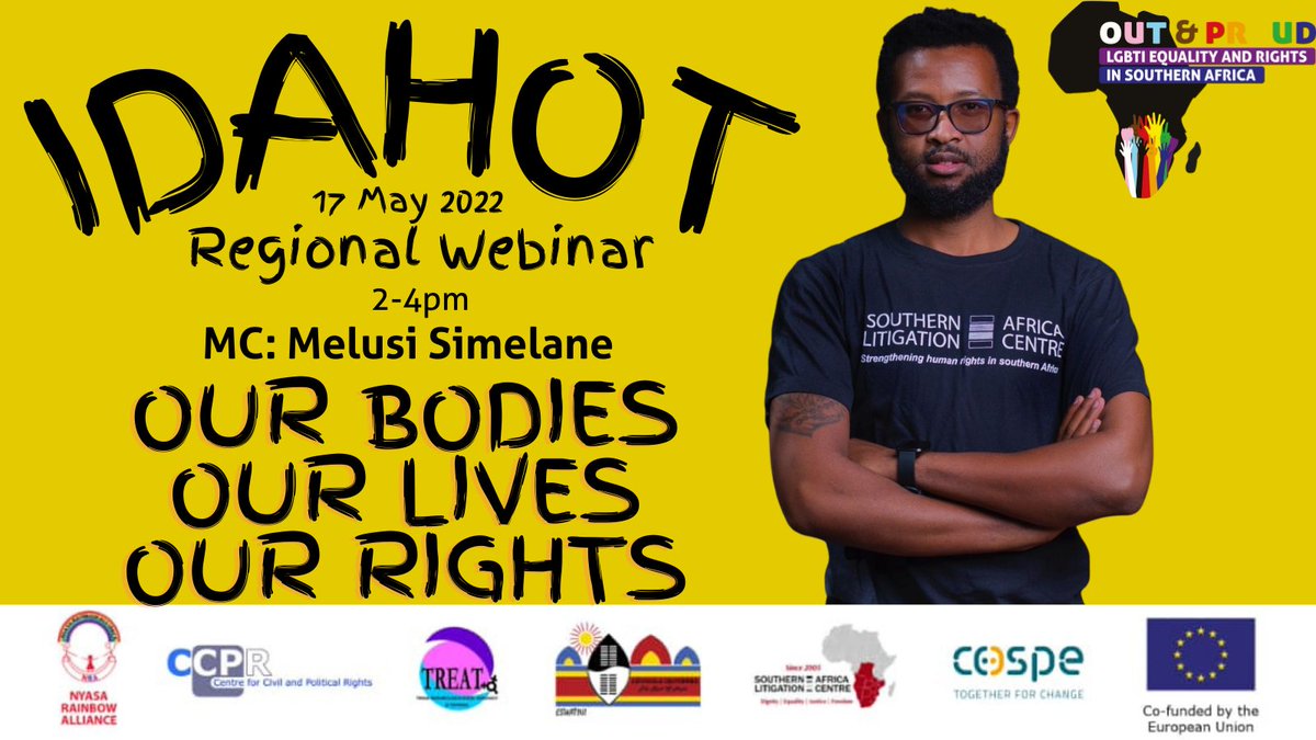 OutProud4's tweet photo. Join our conversation on Tuesday as we celebrate #IDAHOT / #IDAHOBIT . @MelusiSiboniso will be moderating. @Follow_SALC @TheRockOfHopeSD @RainbowNyasa @treat_zim
#LGBTQ
#QueerWithoutBorders https://t.co/DPBUd5pulg