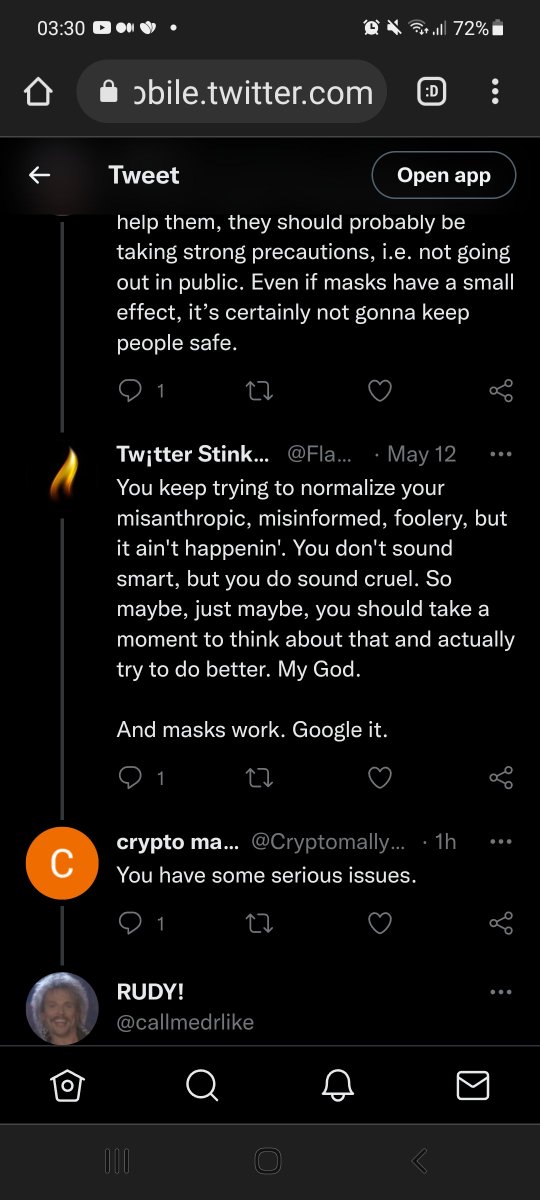Cryptomally84's tweet photo. @callmedrlike @FlamesJane @missmeganmorgan @hmjoneswriter @GeoffGeiger @addisonclover I feel bad for people who are this brain washed. Imagine being that scared of a virus that kills less than 1% of people it infects. Freaks https://t.co/y8bbpQ5Wgk