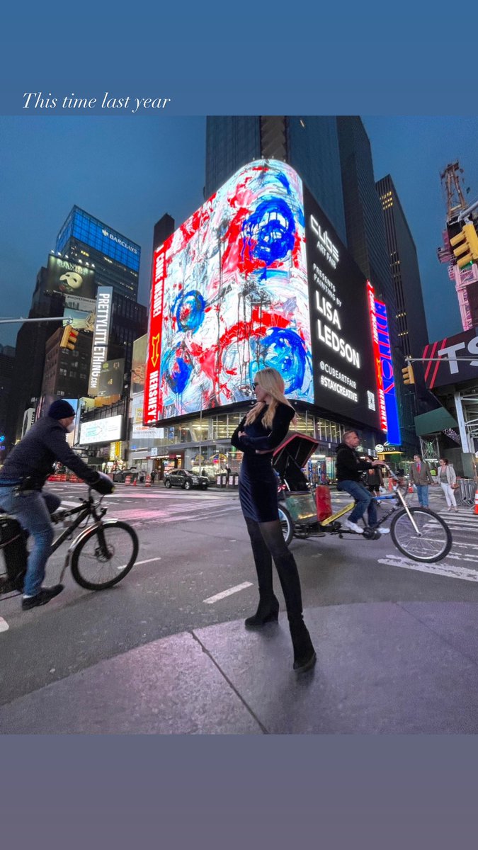 This time last year in Times Square 💙.  #nftart #nftartist #nft #cryptoart #cryptoartist #digitalart #absractart #abstractartist #artist #TimesSquare #artcampaign #cubeartfair