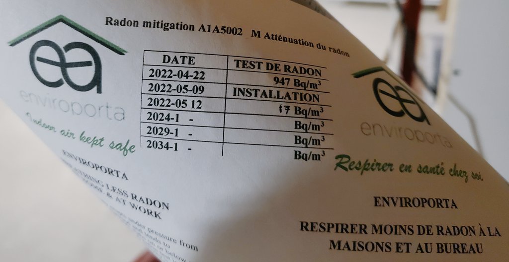 enviroporta's tweet photo. #Radon KO: de 947 à 17 Bq/m3 
#Lobster: OK au quai
Péninsule Acadienne avec/with ENVIROPORTA https://t.co/aX39Cq0jS2