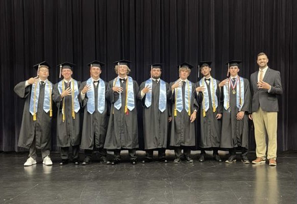 SGCBaseball's tweet photo. We got the guys graduated tonight! Can’t say enough about what this group has meant to our program! (L-R: Conner Dawson, Joseph Alford, Bryson Robbins, Connell Hardin, Turner Murchison, Dawson Ellis, Jacob Williams, Alex Pruett, Lin Cates) https://t.co/RAGj4ArDzz