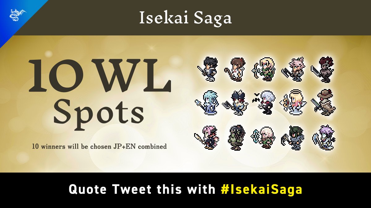 NFTTmarket_EN's tweet photo. Battle other players over NFTs
🎮Fully on-chain game🎮
 
Giveaway of "Isekai Saga" WL spots to 10 winners✨
 
>Until 23:59, May 15 JST<
 
Entry
☑Quote tweet this tweet with #IsekaiSaga
☑Enter from https://t.co/0wilG0sAsc https://t.co/VV9FcnLQ5r
