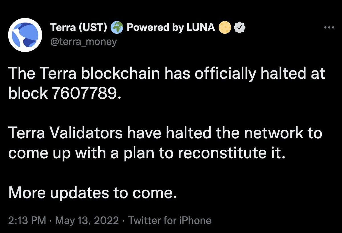 LarkDavis's tweet photo. Well, just switching off the $luna blockchain is one way to do it! https://t.co/6gxN8MfNGL