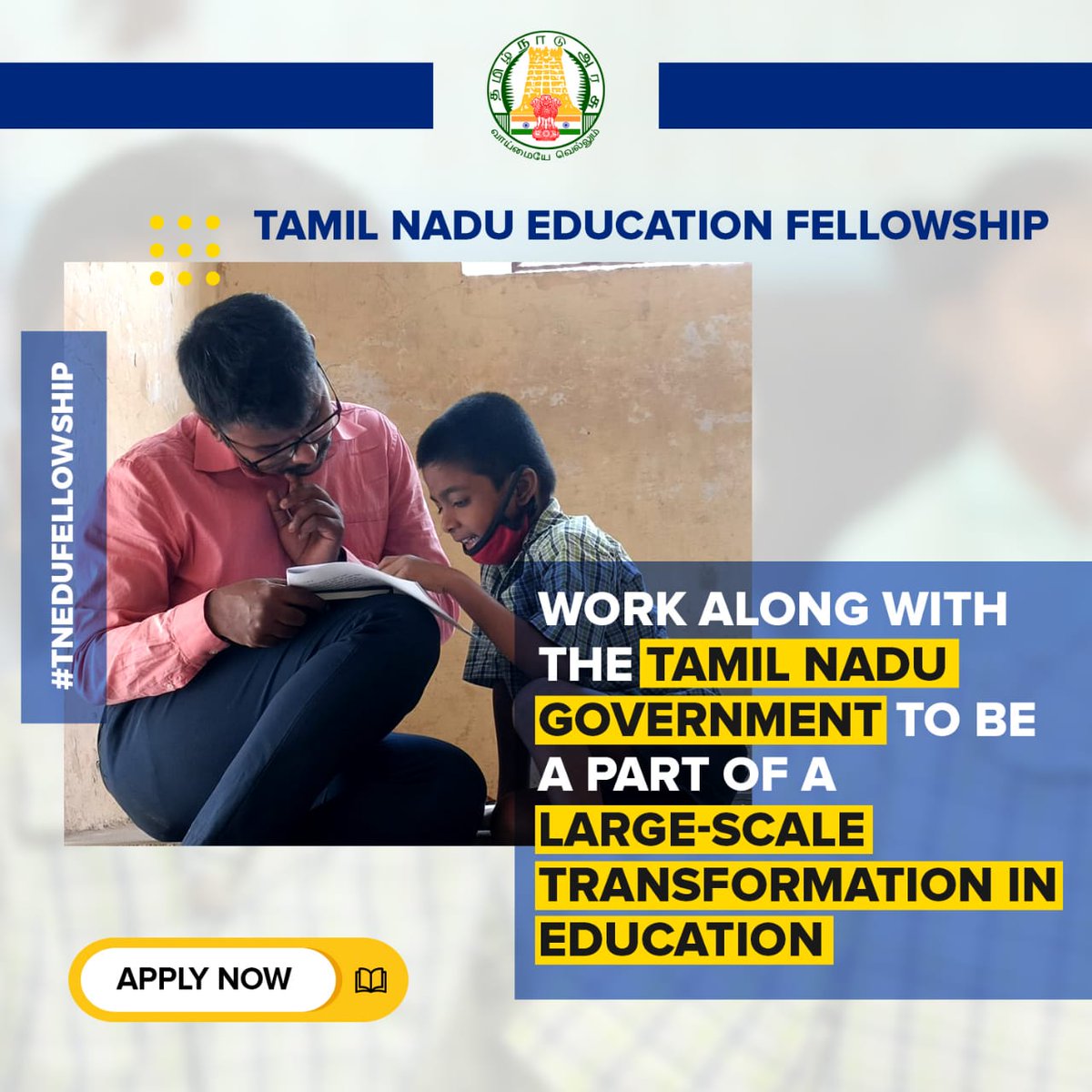 Join the movement to transform the lives of children along with the Tamil Nadu School Education Department To know more->Tamil: bit.ly/3LoEpNl English:bit.ly/3Lq9Oz0 To apply->Application link: bit.ly/3MtofCc #TNEducation #TNSED #TNKalviFellowship