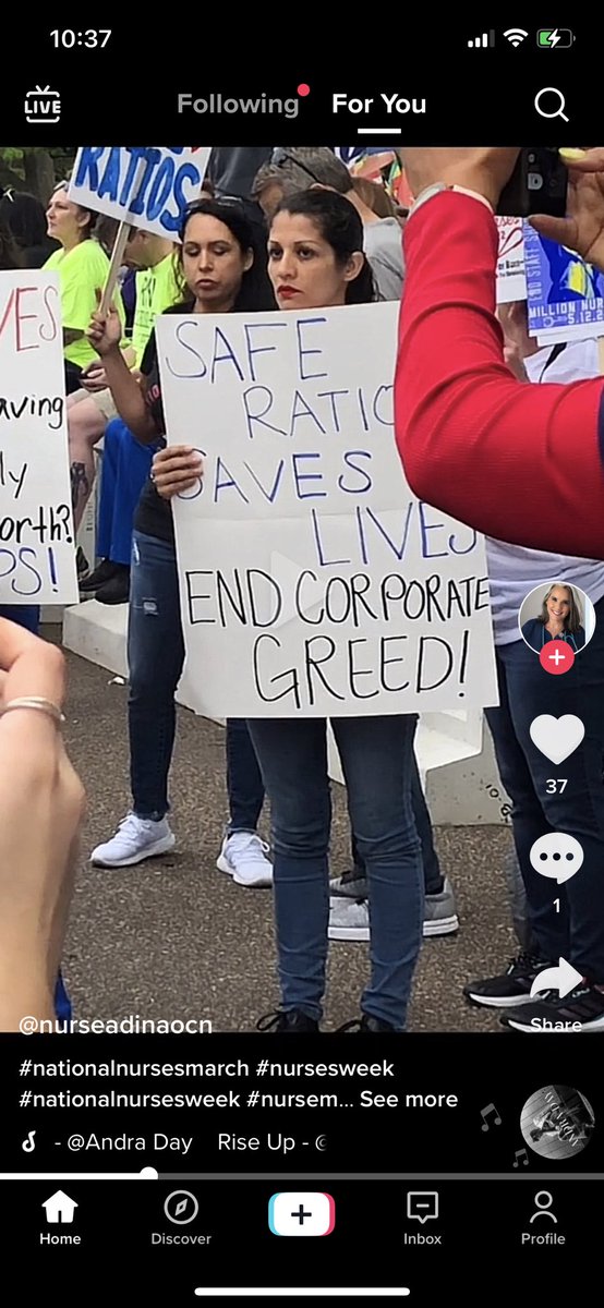 andreaadams310's tweet photo. Today was the nurses March. What I want is safe staffing, not to be abused physically or verbally, and good pay.. all can be achieved because hospitals make profit and use the money in other ways. #stopcorporategreed #nursesmarch https://t.co/5SZJav7BKM