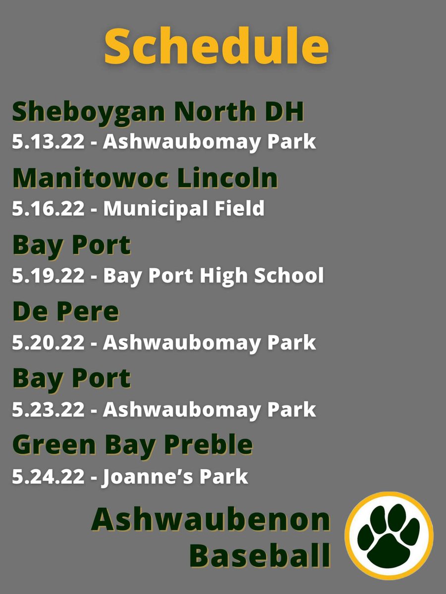 Updated Schedule