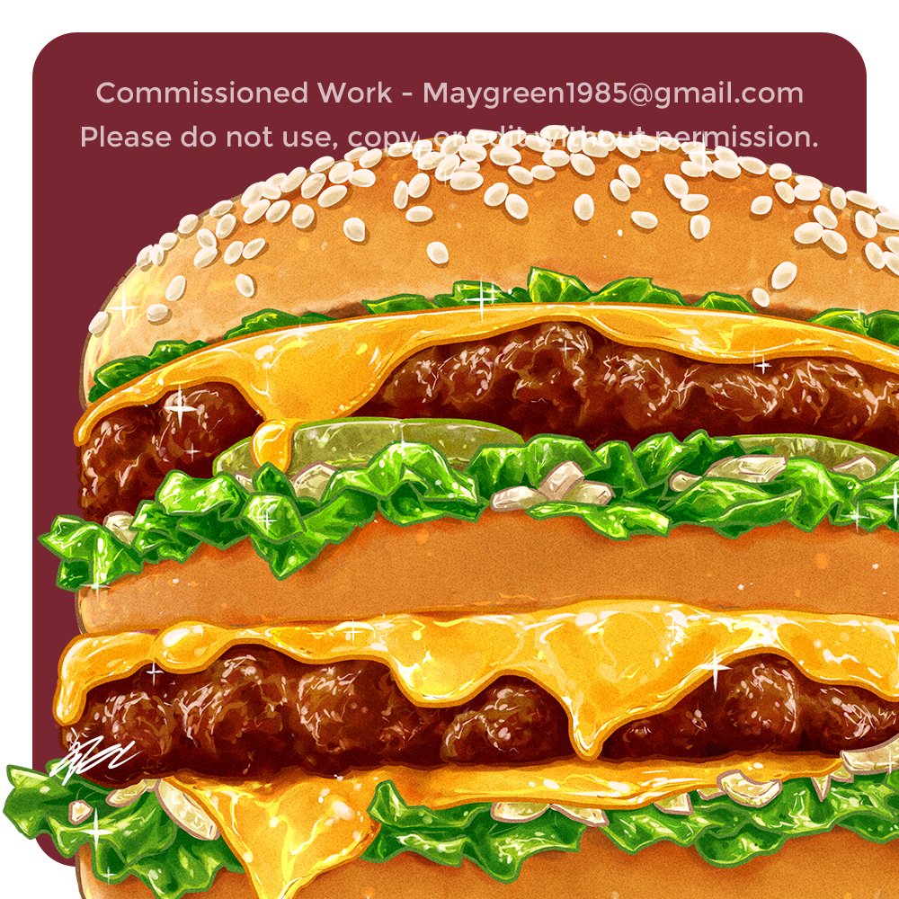 Finally Done!!! Double-patties Burger with dripping triple cheese. Don't forget the pickle and green salad for the wholesome texture and flavor of the burger. Itadakimasu!!! 🍔❤️😋

#cheeseburger #burger #artidn #foodillustration #commissionedwork #commissionedillustration