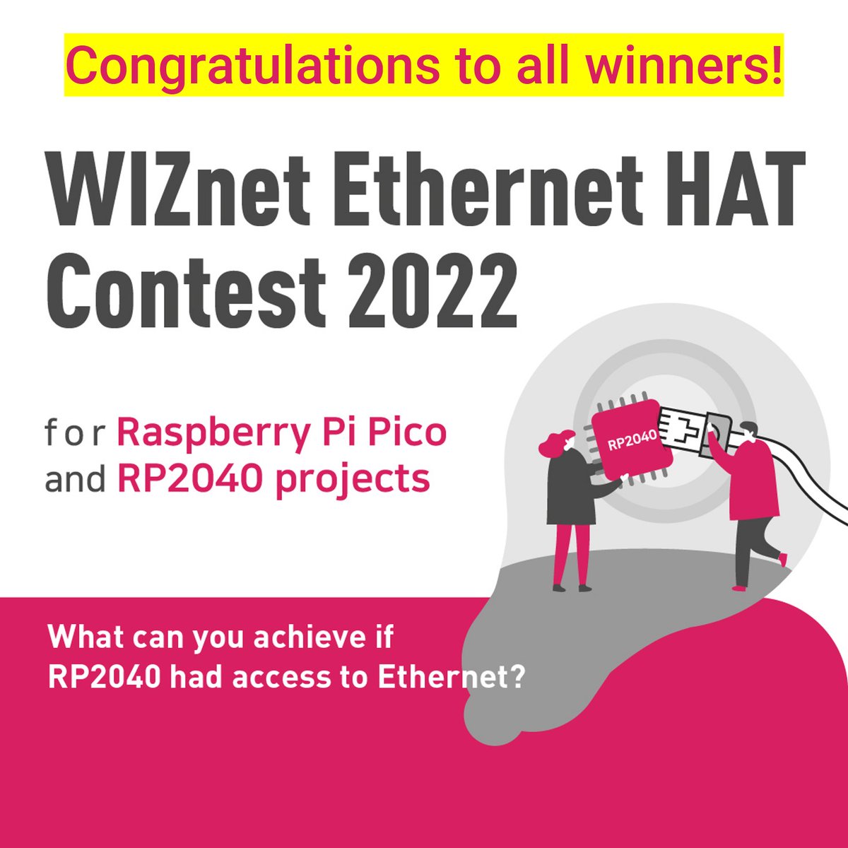 WiznetTeam's tweet photo. 🏆Check out the winning projects on ​https://t.co/sDMGOIYaJR
We highly appreciate all participants for their effort and time! ​We look forward to working with you all in our next contest with #WizFi360. ​#RP2040 #WiznetEthernetHat https://t.co/IJfdYXlqE4