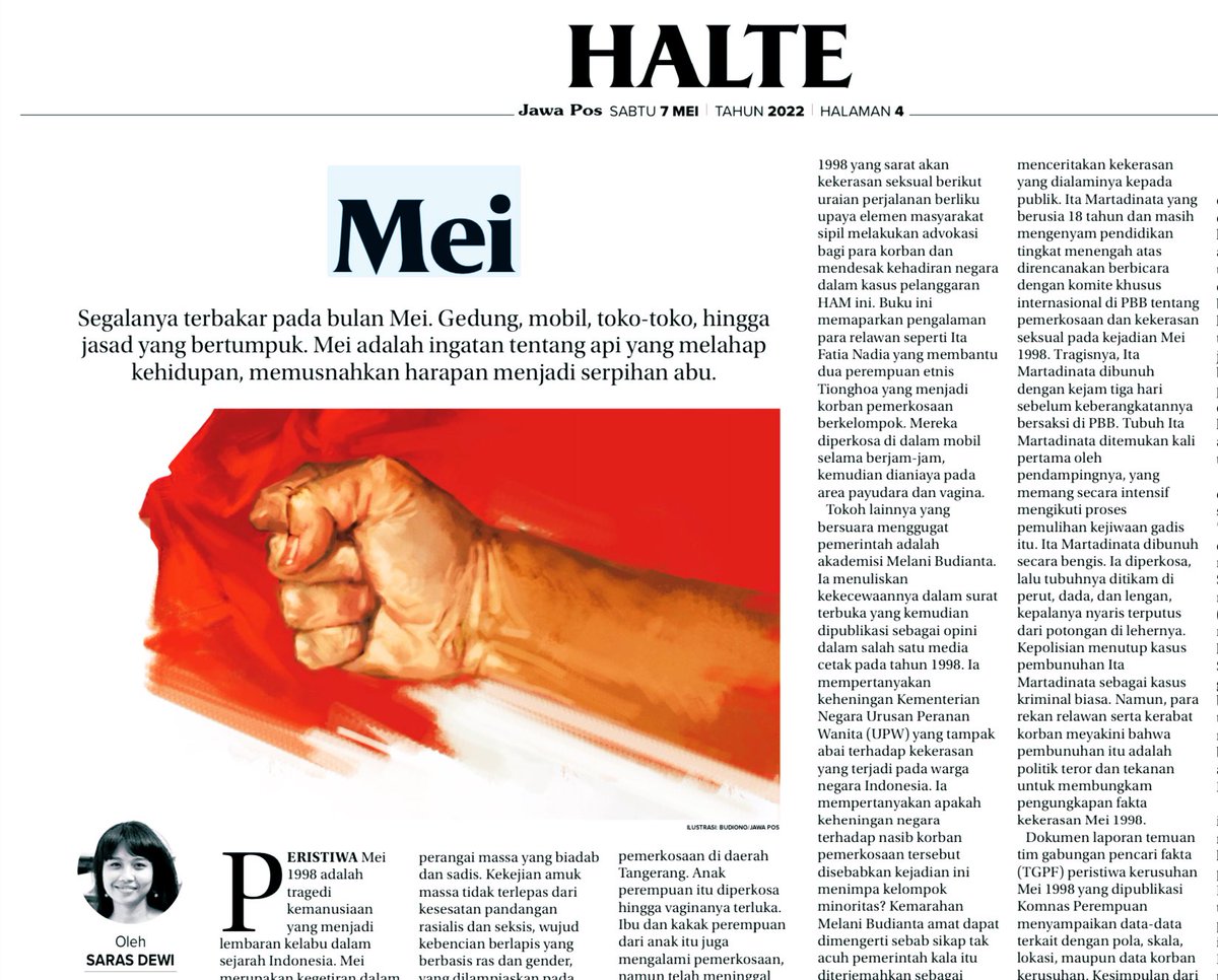 Mei yang pirau. jawapos.com/minggu/halte/0… #ItaMartadinata #TragediMei98 #HAM #LawanImpunitas