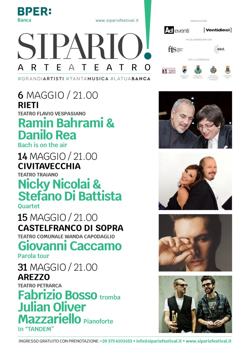 BPER_Banca's tweet photo. Il Festival Sipario! continua tra #Lazio e #Toscana a maggio 2022🎭. La 3a edizione dell'evento itinerante promossa da #BPERBanca con #ADeventi e #ventidieci, che celebra #arte e #teatro, si svolgerà in 5 appuntamenti nel centro #Italia 🇮🇹 Info: https://t.co/3F09qQ4Gx1 https://t.co/HFpqq0Oel8