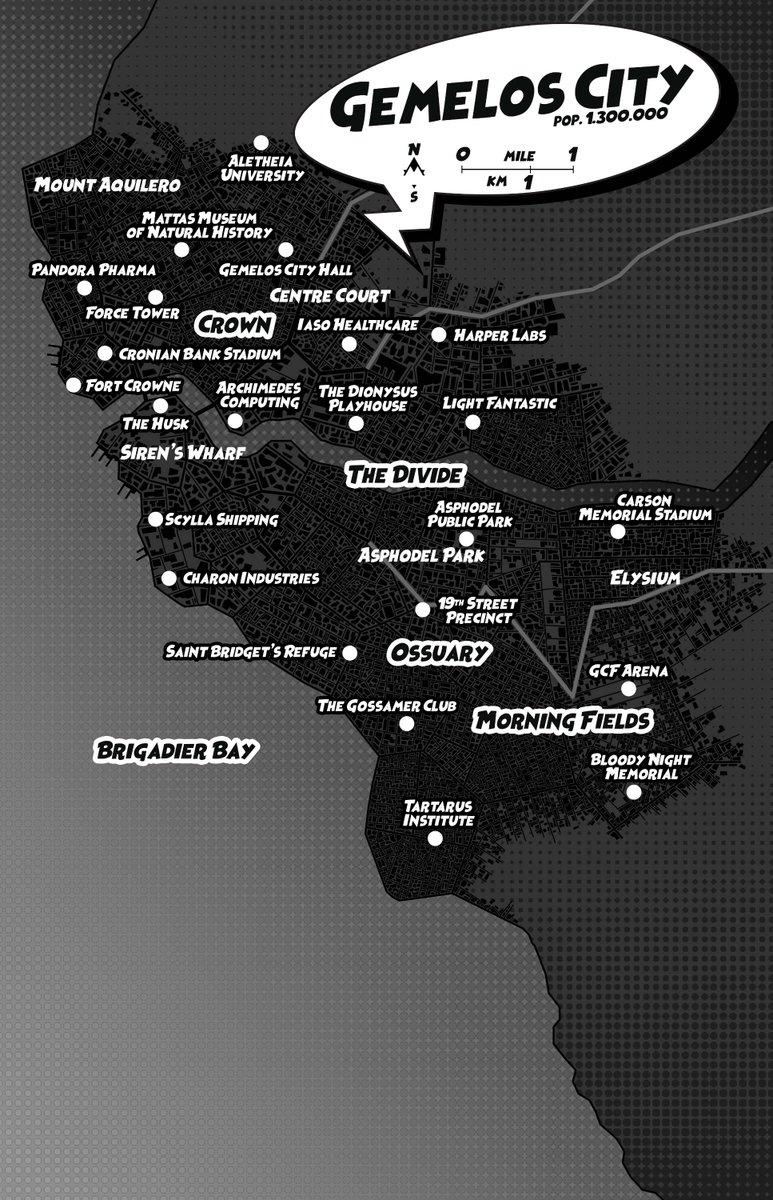 La carte de Gemelos City pour Destined, le jeu de rôle de super héros motorisé avec Mythras chez The Design Mechanism.
artstation.com/artwork/aGbL29
thedesignmechanism.com
