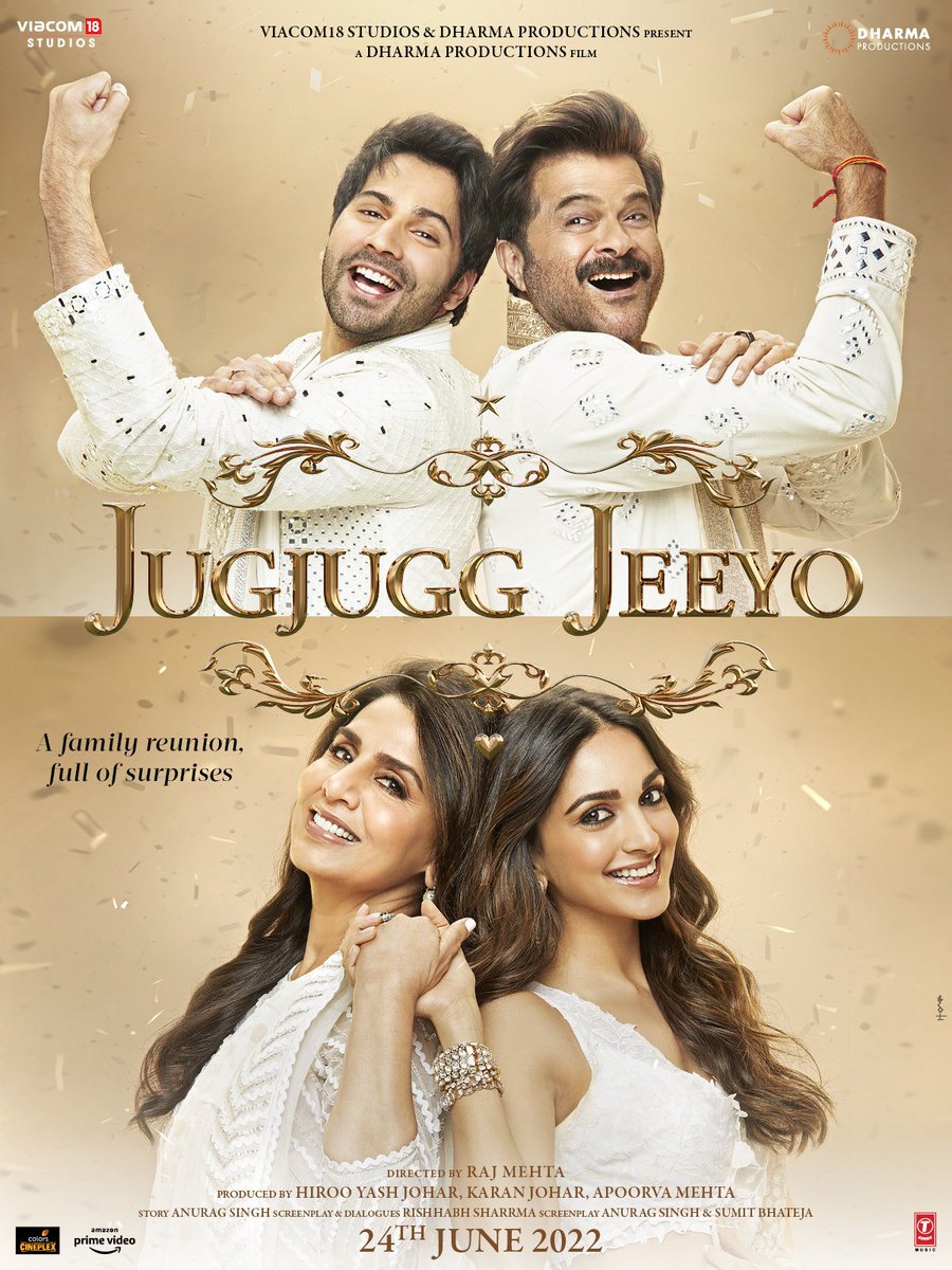 Varun_dvn's tweet photo. Family > everything else, humesha! 
It’s a family that makes a home, and our #JugJuggJeeyo paarivar are on their way to make your heart, their home on 24th June in cinemas near you! https://t.co/J5CMUV1gqH