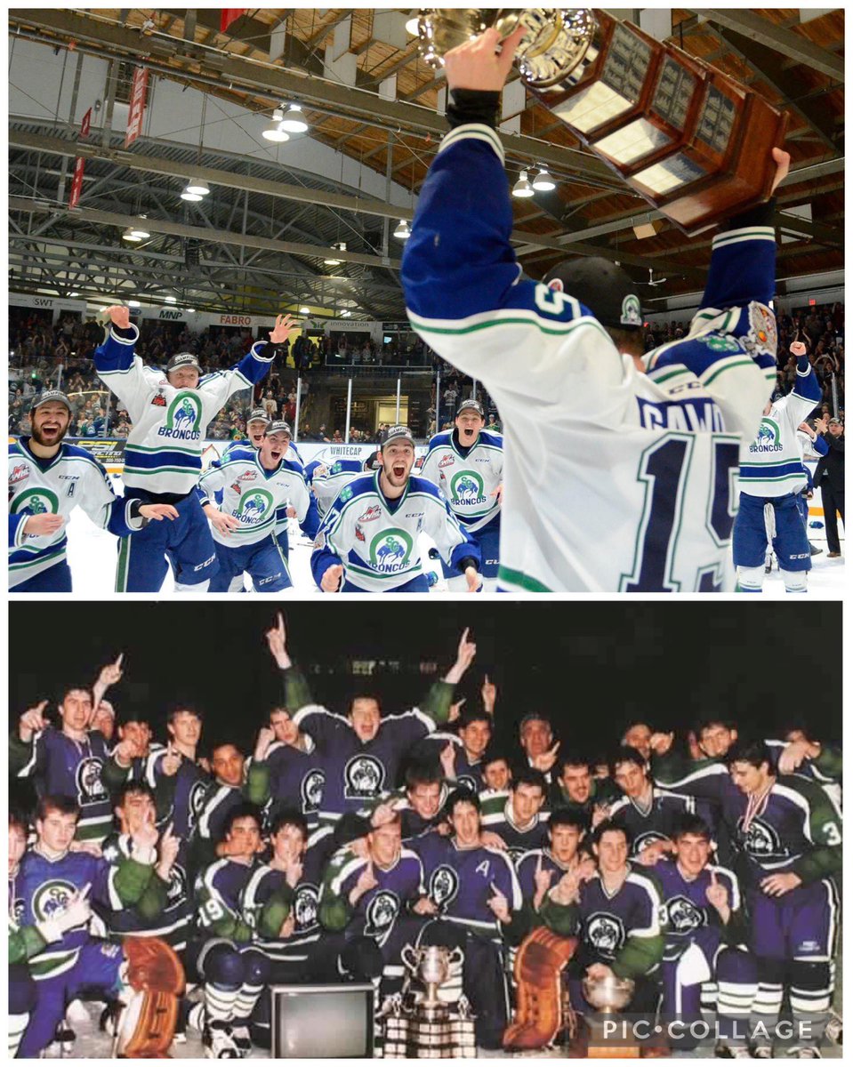 shawnmullin's tweet photo. May 13 is a special day if you’re a @SCBroncos fan. On this day in 1989 they won their only Memorial Cup and in 2018 captured their third WHL Championship. It’s hard to top that! 
(Still love that photo @dzammit2) https://t.co/fkdFLOvii4
