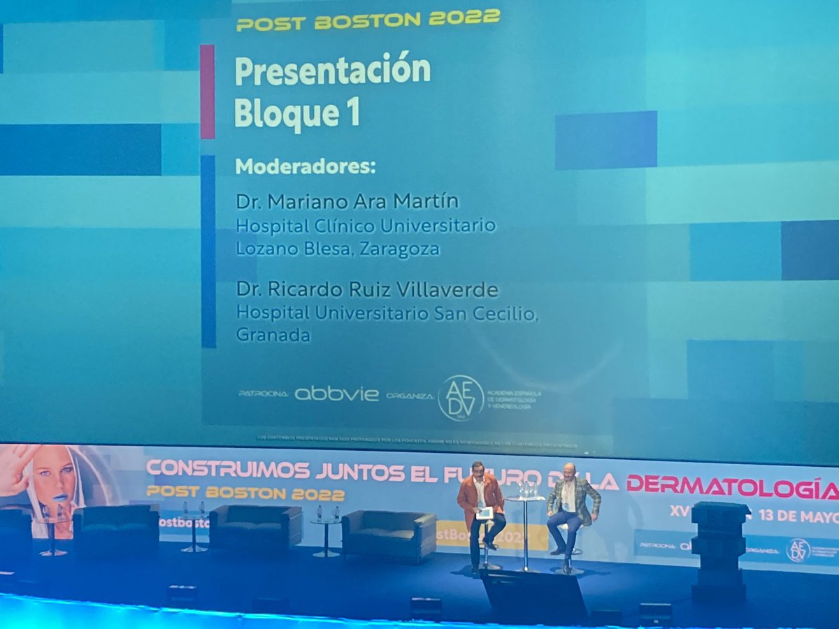 aedv_es's tweet photo. #PostBoston2022 |
 
Damos comienzo al primer bloque de la jornada
 
🟨Enfermedades autoinmunes
🟦Hidradenitis supurativa, acné y rosácea
🟩Dermatitis atópica
🟪Psoriasis
🟥Manifestaciones más allá de la piel
⬜Pediatría
 
¡Empezamos ya! https://t.co/N6MYT2wxAY