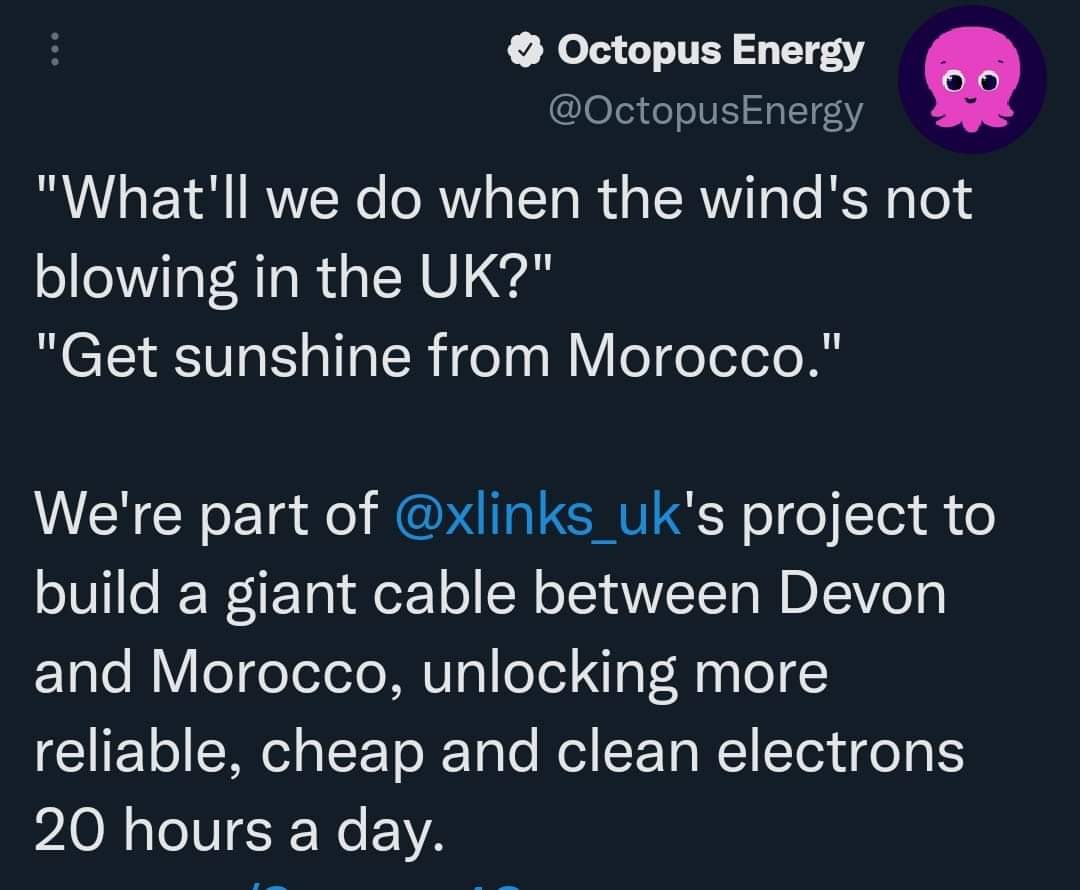 Jeanlou42592873's tweet photo. 🇲🇦 🤝 🇬🇧
Le groupe britannique " #Octopus_Energy " spécialisé dans le domaine de l'énergie durable , annonce officiellement son entrée en tant que partenaire dans le projet " #XLinks " pour construire les plus grands câbles électriques sous-marins au monde , https://t.co/I2uwLMsZir