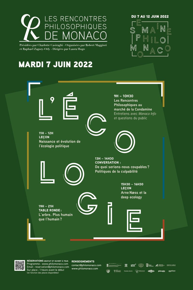 🌿 Le mardi 7 juin sera dédié à l'#Ecologie !
Découvrez les Rencontres de la Journée en thread ci-dessous 👇

📍 Toutes les Rencontres ont lieu au <a href="/TPGMonaco/">TPGMonaco</a>. 

<a href="/RaphaelZaguryOr/">Raphael Zagury-Orly</a> <a href="/monaco__info/">Monaco Info</a> <a href="/MairieMonaco/">Mairie de Monaco</a> <a href="/CamilledeToledo/">Camille de TOLEDO</a> <a href="/ArnaudGonzague/">ArnaudGonzague</a> <a href="/averroys/">Emanuele Coccia</a> <a href="/TPGMonaco/">TPGMonaco</a>