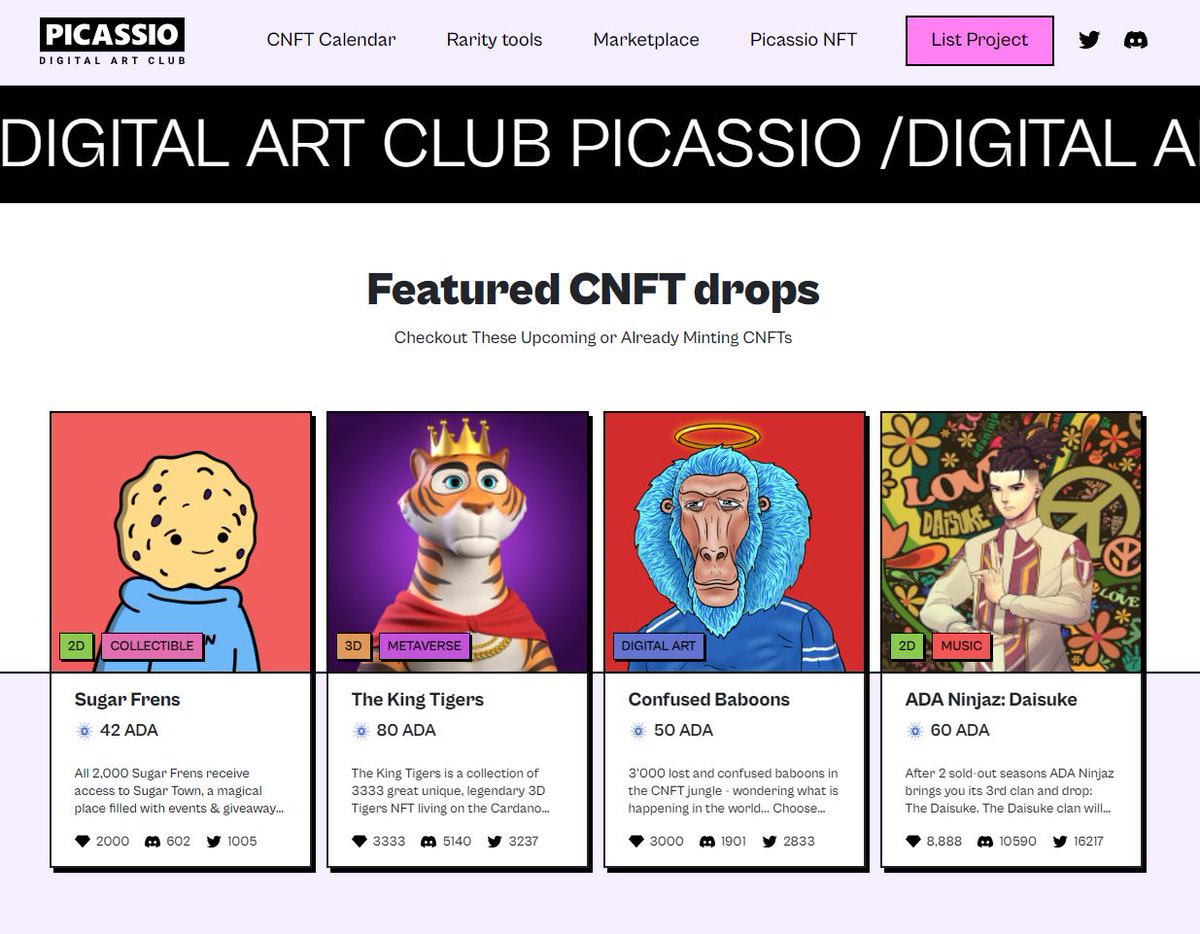 PicassioArtNFT's tweet photo. 📢 IMPORTANT ANNOUNCEMENT 📢

#Picassio Is Not Only a Collection of #CNFT Anymore 🔥

First Step Towards Full CNFT Ecosystem:

🚀 Today We LAUNCH a CNFT CALENDAR 🚀

Check It Out 👉 https://t.co/2TZTNV84Sh

#CNFTproject #CNFTcalendar #CNFTCommunity #NFTproject #NFTcalendar https://t.co/z4Ti5G6MjU