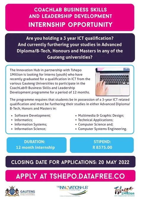 NCDevEco's tweet photo. #Coachlab has an Opportunity for ICT qualified personnel #internships 

For more here's a link https://t.co/l1EFWu57k7 https://t.co/nBkxuOinip