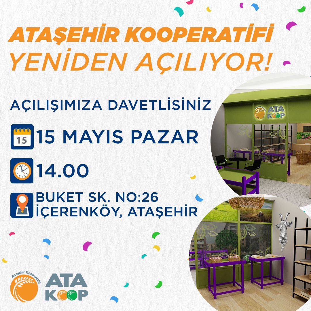 atakoop's tweet image. Yeni yerimizde tekrar sizlerle buluşuyoruz🥳 Çok heyecanlı ve mutluyuz😍 Pazar günü herkesi açılışımıza bekliyoruz🌻