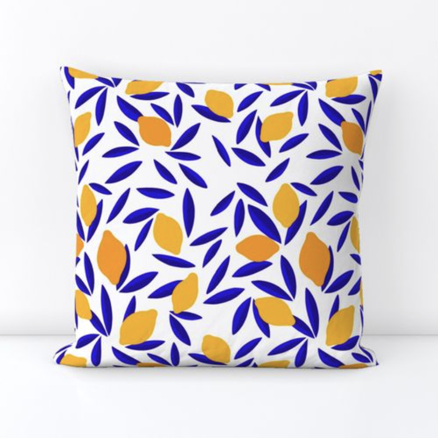 GET 50% OFF #THROWPILLOWS on my #Spoonflower shop 'til May 15 on bit.ly/3L3PkLb #summerpillows #pillowsale #pillows #homedecor #textiledesign #floralpattern #retrofloral #collage #lemonpattern #minimal #midcentury #spoonflowerfabric #blue #dominiquevari  #dominiquevari