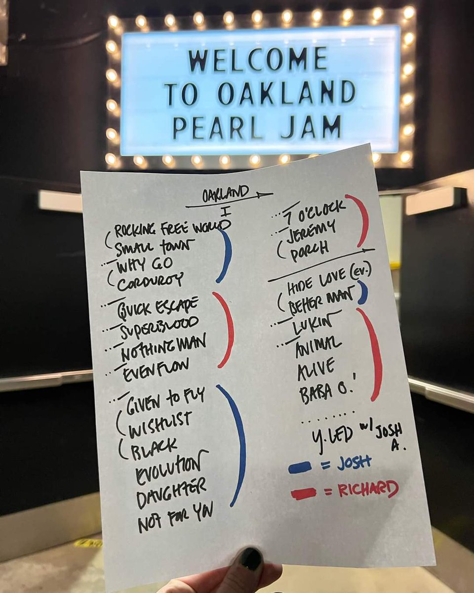 WishlistPJ's tweet photo. @pearljam Oakland night 1 - @pluralone_official &amp; Richard Stuverud save the day!

Get well soon, Matt Cameron! We love you! ❤ 

#pearljam #oakland #setlist #joshklinghoffer #richardstuverud #mattcameron #pjfan #pjfans #pearljamfans https://t.co/yW28iS5yAP