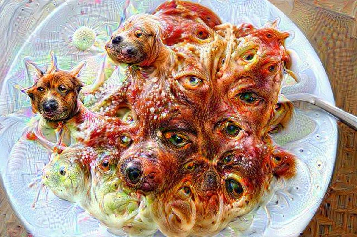 yohakuart's tweet photo. Mary-Ann Russon, “Google DeepDream robot: 10 weirdest images produced by AI ‘inceptionism’ and users online” https://t.co/HmI1p5QRq8