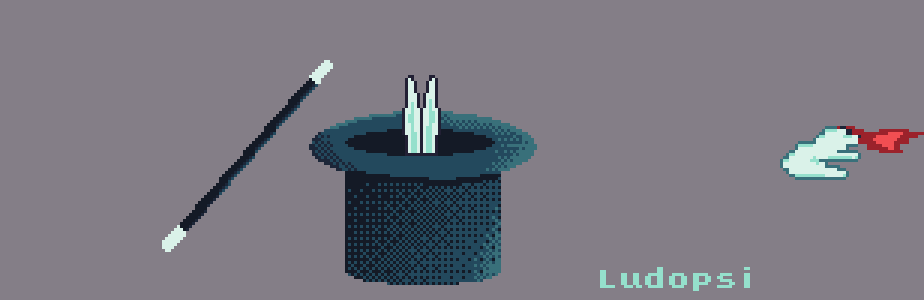 ludopsi's tweet photo. Day 13 #PixelMAYnia
Theme: Don't believe it 
behind the curtain
#pixelart 
trying out dithering https://t.co/4VHnwjG0nD