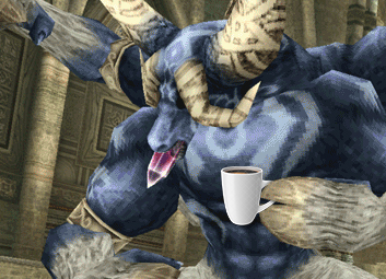 GibSpani's tweet photo. Finally Mr. Minotaur can enjoy his evening coffee without getting bothered by BOT- I mean players ( '-' )

RIP antideg tho ( .-. )

#toram #トーラム https://t.co/91xfX72rst