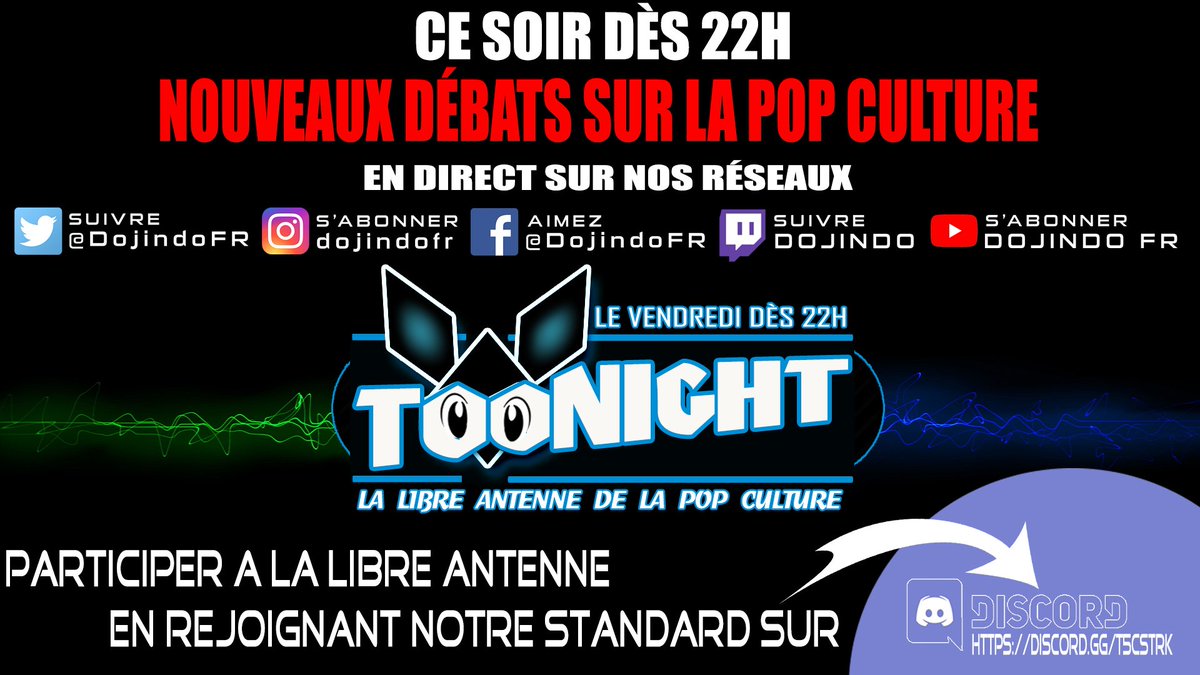 DojindoFR's tweet photo. Rendez-vous ce soir a 22h sur la chaine #twitchlive Dojindo pour la libre antenne #Toonight !
Les MC de l'émission seront @Yankuza_ et @DaftPakkun ! https://t.co/Pgtdweqsur