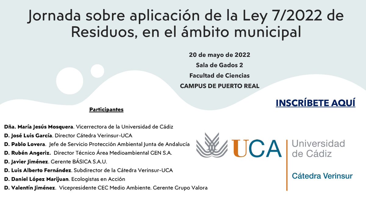 Para celebrar el ♻️ #DiaMundialDelReciclaje, organizamos: #Jornada_aplicación_Ley_7/2022_de_Residuos_en_el_ámbito_municipal. 20 de mayo de 2022. Adjuntamos +info. Incríbete: forms.office.com/r/idfbW2y2jw Por favor difunde 👍
