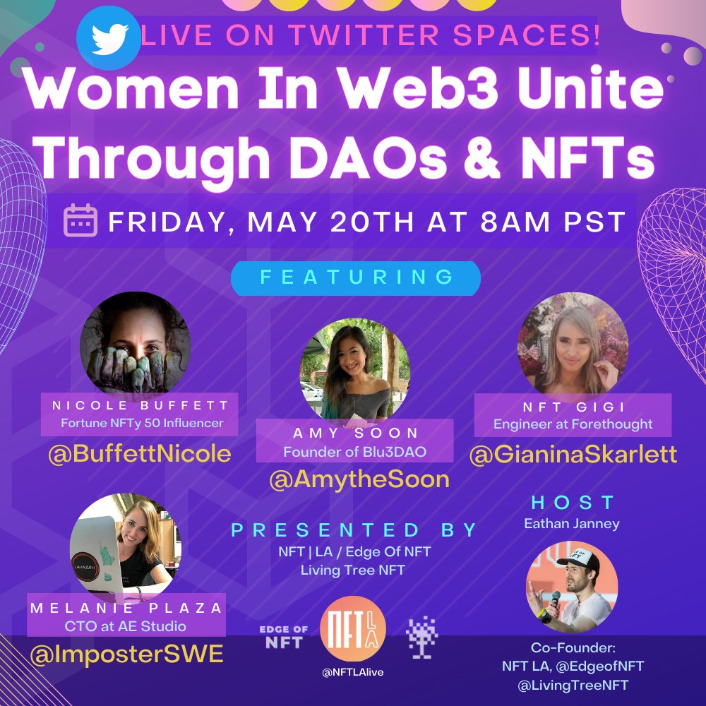 We're thrilled to host a panel with these incredible women in web3 next Friday 8am PT! Don't miss it! x.com/i/spaces/1zqKV…