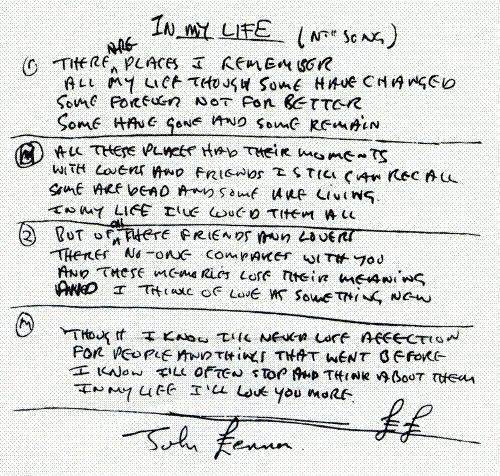 crockpics's tweet photo. John Lennon's lyrics for 'In My Life,' 1965. https://t.co/mMpp7Iyz8B