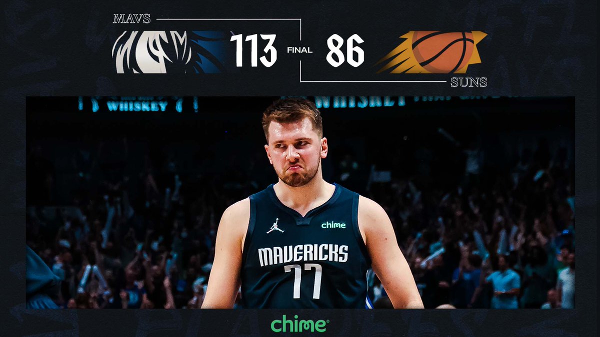 dallasmavs's tweet image. We ain't done yet. MAVS WIN!!

@Chime | #dALLasIN