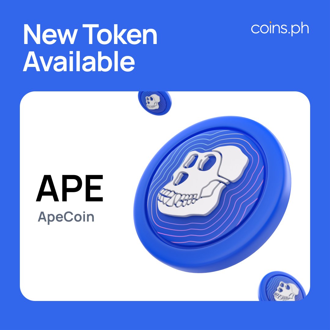 coinsph's tweet photo. $APE token is now available on https://t.co/ehQWvZk9FW! @apecoin 

Time to ape in, buy $APE on Coins now: https://t.co/5pG7nOi1rX https://t.co/KRSQv2CnbA