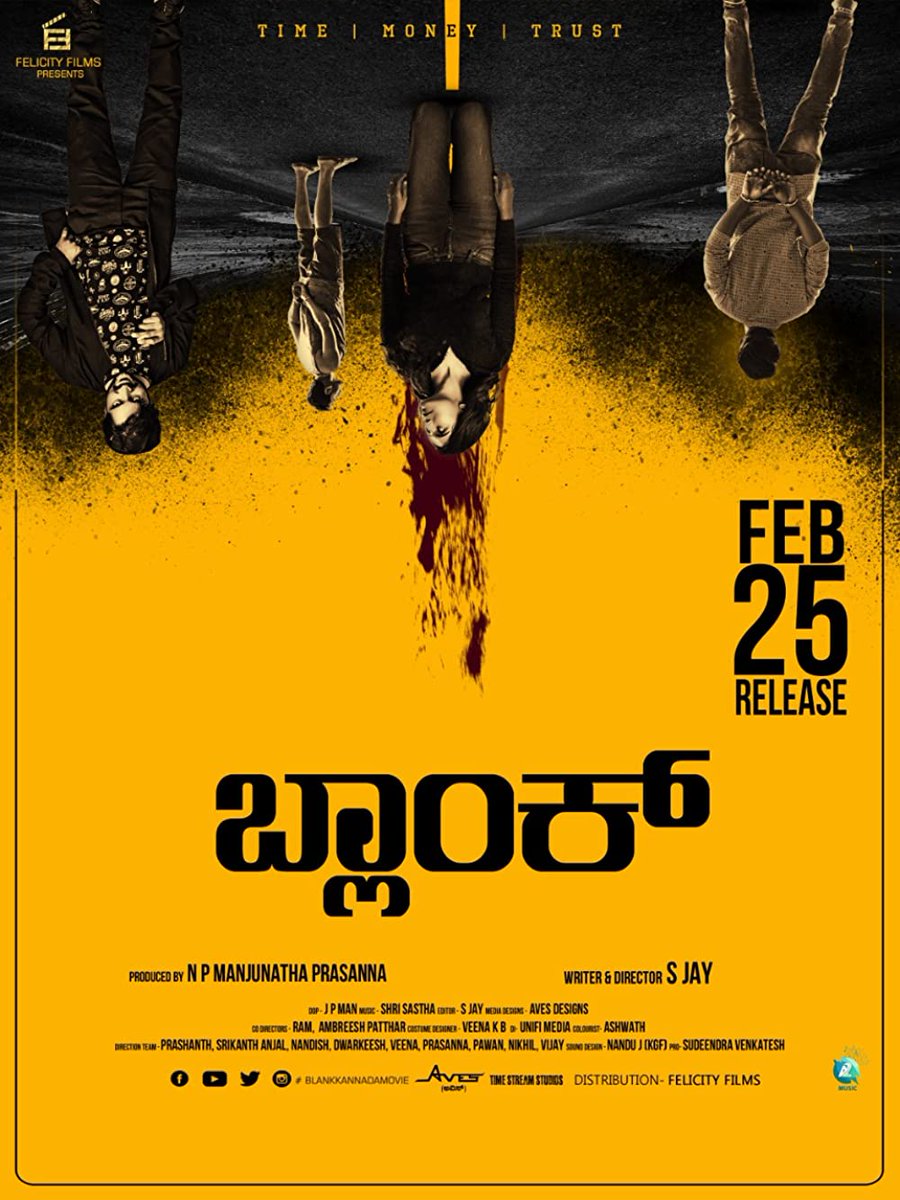 CinemaRareIN's tweet photo. Kannada film #Blank (2022) by #SJay, ft. @KThapanda #PrashanthSiddi #PoornachandraMysuru #BharatHassann & #RashMalick, now streaming on @VootSelect.
@blank_movie https://t.co/6LHmwWrQOn