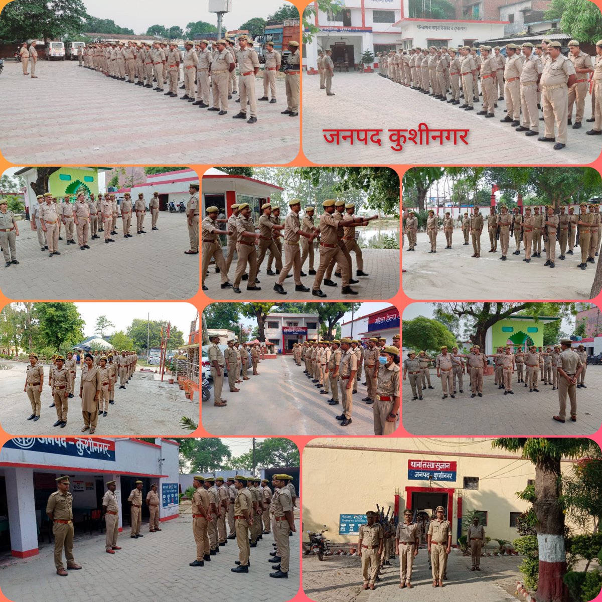 diggorakhpur's tweet photo. आज गोरखपुर रेंज के सभी जनपदों के समस्त थानो पर नियुक्त पुलिस कर्मियों को शारीरिक व मानसिक रूप से फिट रखने के हेतु परेड करायी गयी तथा अनुशासन व एकरूपता बनाए रखने एवं विषम परिस्थितयों से निपटने हेतु आवश्यक दिशा निर्देश दिये गये। 
#UPPolice 
#UPPInNews https://t.co/vihwNEtHBi