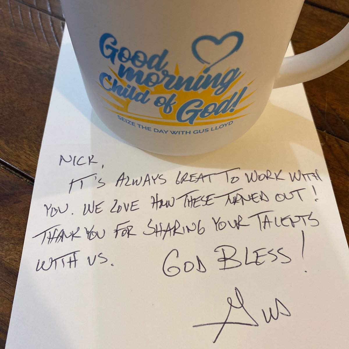 nfrance's tweet photo. Good Morning Child of God!
Thank you to Gus Lloyd for the awesome coffee mug and note. Creating this design was a wonderful stroll down memory lane. I'll be drinking my coffee every morning in this baby!
#goodmorningchildofgod #coffee #coffeemug #graphicdesign #nickfrancedesign https://t.co/1UzdSU7ADN