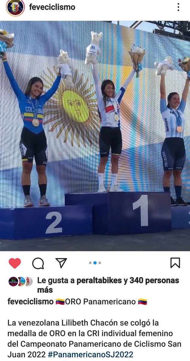 ¡Grande <a href="/lilibeth_chacon/">Lilibeth Chacón</a> ! Orgullo del ciclismo venezolano. #CampeonaPanamericanaSJ2022 🇻🇪🥇 #PanamericanoSJ2022 #CiclimosDeRuta