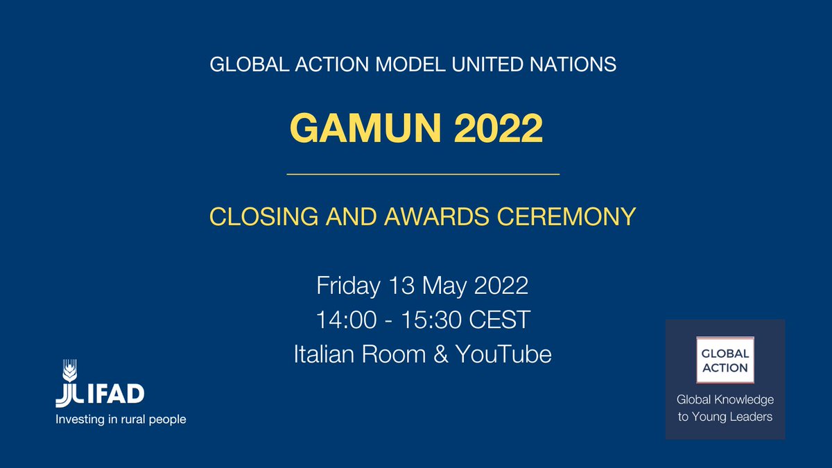 GladysHmorales's tweet photo. Join us today Friday 13 May from 14:00 - 15:30 CEST as @IFAD welcomes the students of #GlobalAction and #HeadsofMission to celebrate #YoungLeaders, #InternationalCooperation #Knowledge and the mission of the #UnitedNations.
๐Follow the event here: https://t.co/rSNmcVAo9U https://t.co/i0PB7rPjux